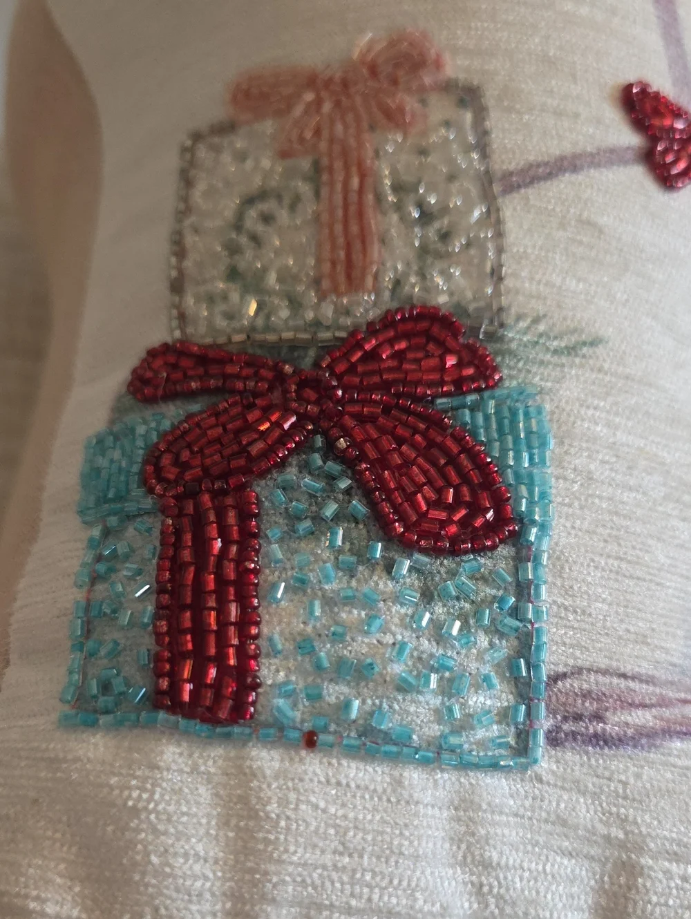 Festive Flamingo Holiday Accent Pillow in Pink and White